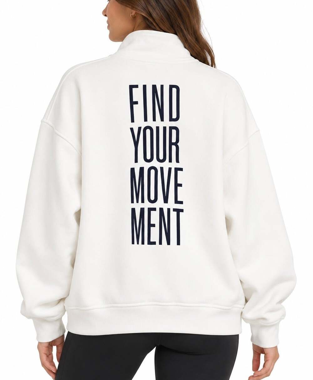 Athleta Forever Fleece White Quarter Zip Pullover Sweatshirt Size Large